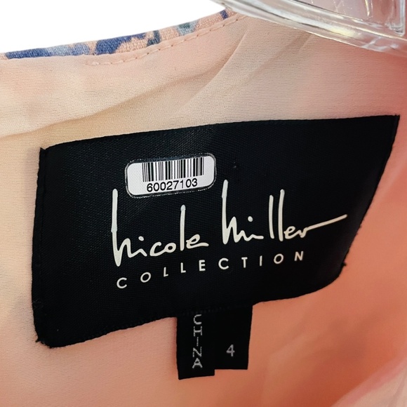Nicole Miller Collection Sheath Dress Size 4 Pink Floral Linen - Picture 5 of 5